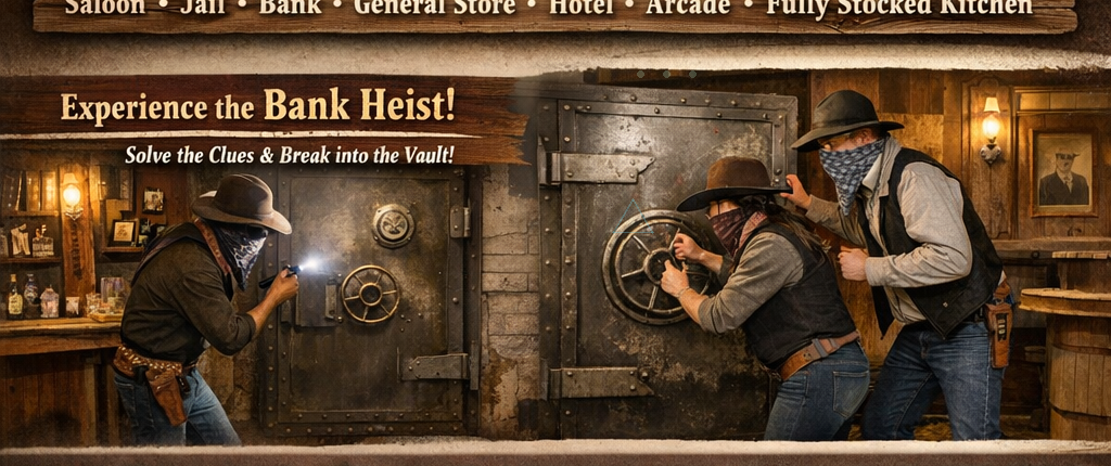 Realistic bank heist scene with outlaws cracking a vault and clue-driven gameplay.